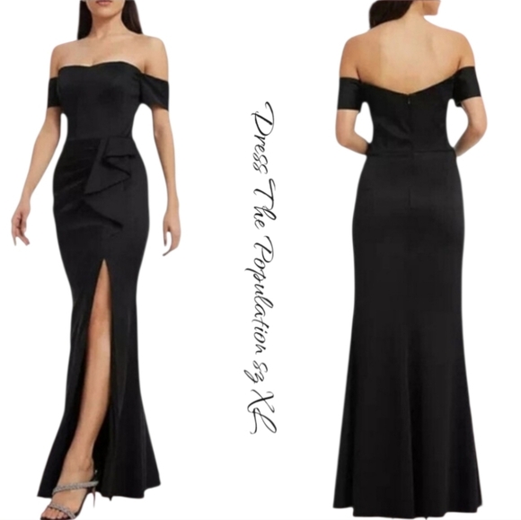 NWT Dress The Population Gabrielle Gown/Dress XL Black Formal
